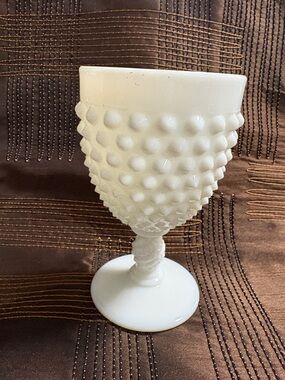 Vintage White Hobnail Milk or Water Glass Goblet